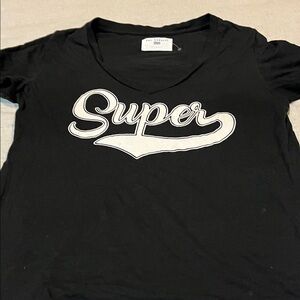 Sol Angeles Black V-Neck Tee with 'Super' Print